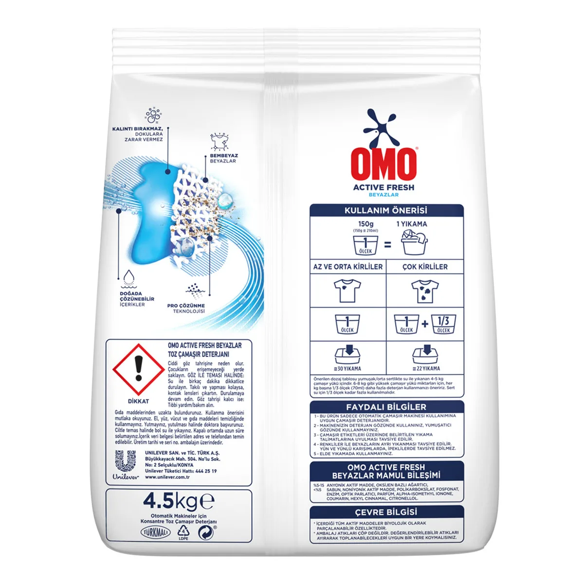 Omo Active Fresh Beyazlar Toz Deterjan 4.5 Kg