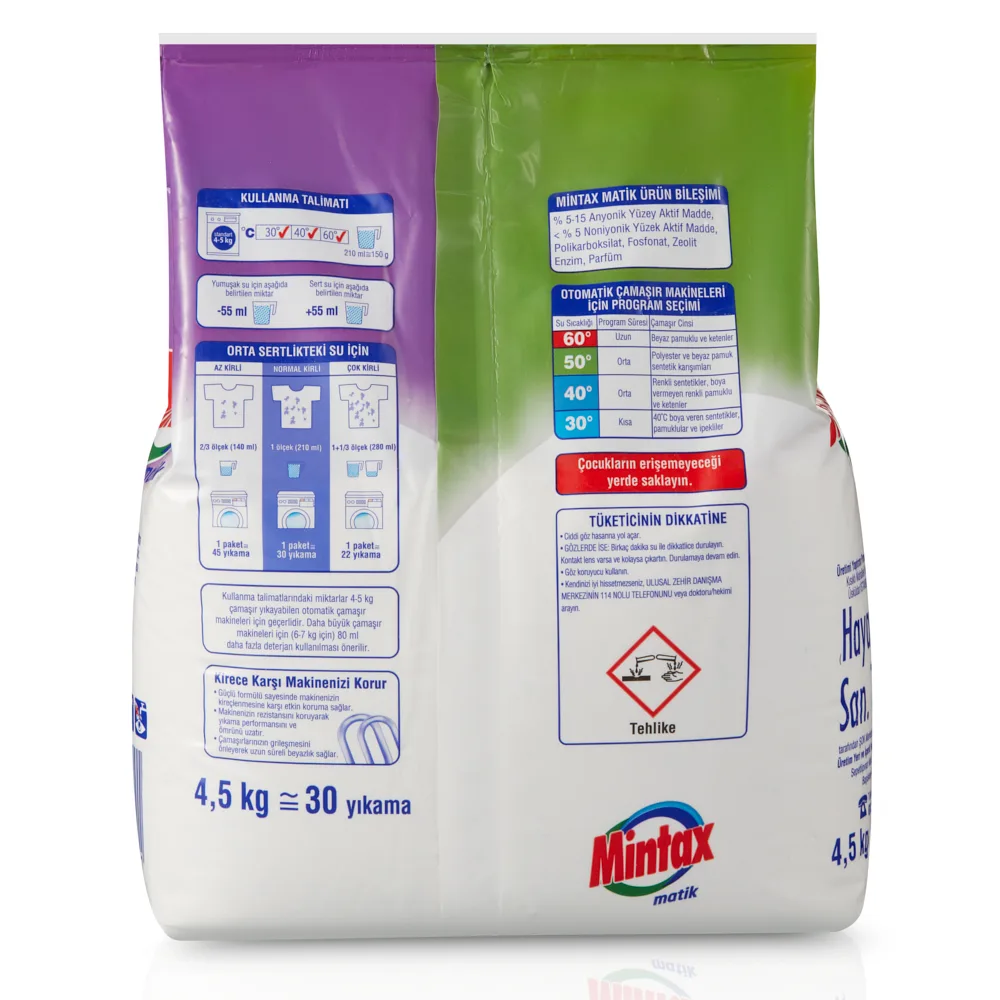 Mintax Matik Renkliler İçin Toz Deterjan 4.5 Kg