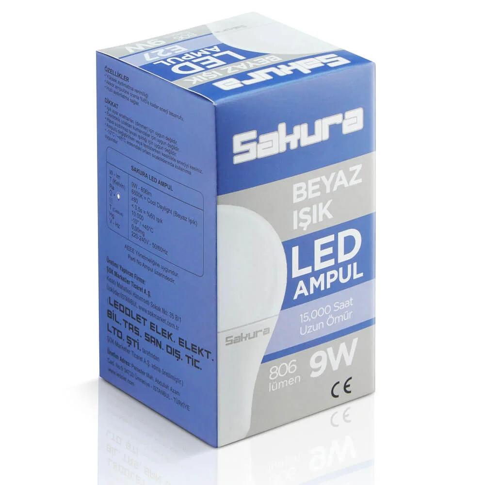 Sakura Led Ampül Beyaz Işık 9 W