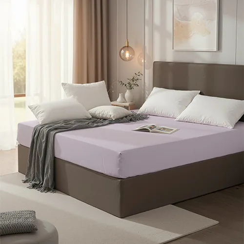Goodnight Çift Kişilik Penye Lastikli Çarşaf Lila