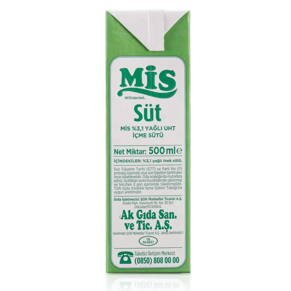 Mis Uht Süt %3.1 Yağlı 500 ml