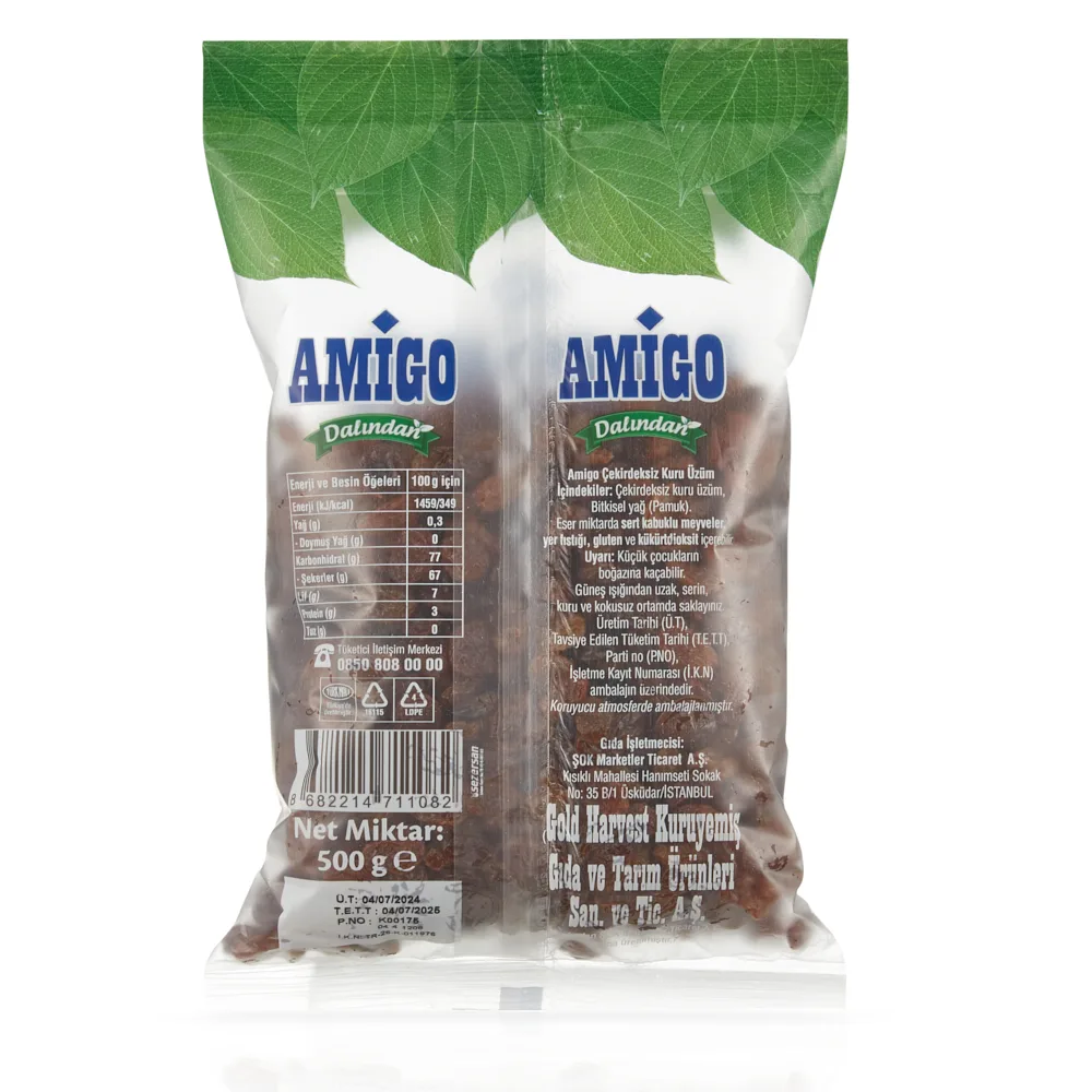 Amigo Dalından Kuru Üzüm 500 g